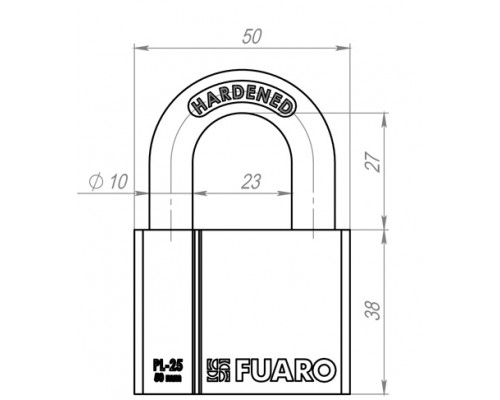 Замок Fuaro (Фуаро) навесной PL-PROTEC-2550 4 fin key (PL-2550) фин. /блистер