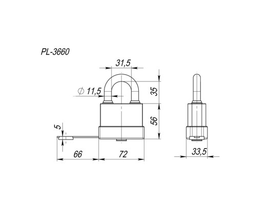 Замок Fuaro (Фуаро) навесной PL-WEATHER-3660 3key (PL-3660), англ. /блистер