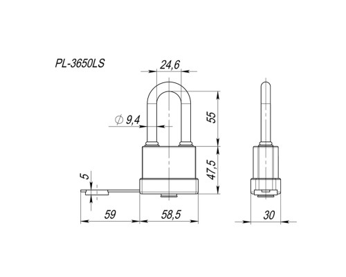 Замок Fuaro (Фуаро) навесной PL-WEATHER-3650 LS 3key (PL-3650 LS) удл. дужка, англ. /блистер