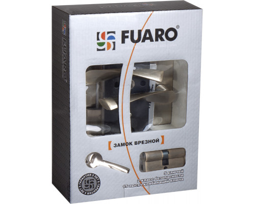 Замок цилиндровый Fuaro (Фуаро) с в комплекте с ручкой LOCKSET.9011 (SET F9011) AB бронза