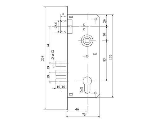 Замок цилиндровый Fuaro (Фуаро) с в комплекте с ручкой LOCKSET.9013 (SET F9011) SN/CP мат.никель