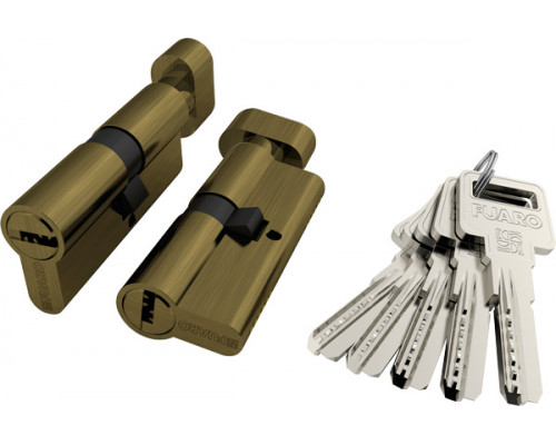 Цилиндровый Fuaro (Фуаро) механизм (R602/60) R6002Knob60(25+10+25) AB бронза 5Key с вертушкой