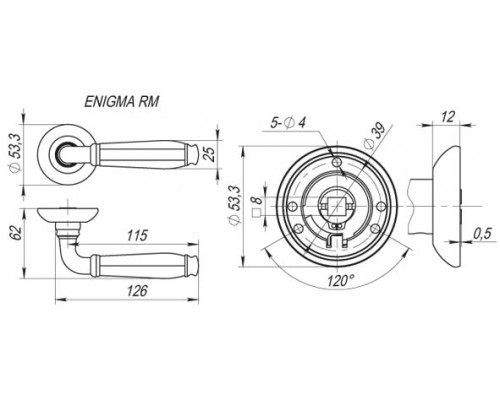 Ручка Fuaro (Фуаро) раздельная R.RM54.ENIGMA (ENIGMA RM) AB/GP-7 бронза/золото