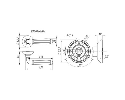 Ручка Fuaro (Фуаро) раздельная R.RM54.ENIGMA (ENIGMA RM) SN/CP-3 матовый никель/хром