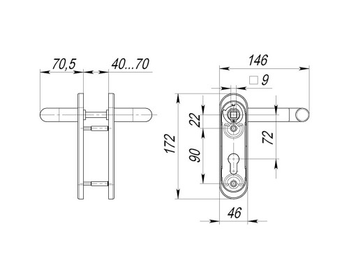 Ручка Fuaro (Фуаро) дверная FP.DH172.0433 NE (DH-0433 NE) (9x140) с пружиной BL-24 черный