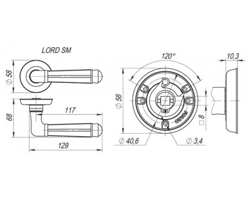Ручка Fuaro (Фуаро) раздельная R.SM58.LORD (LORD SM) MAB-6 темная бронза