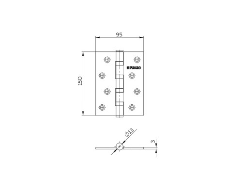 Петля Fuaro (Фуаро) универсальная IN6400UE PB (4BB/E 150x95x3) латунь