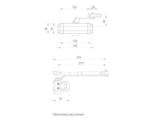 Доводчик Fuaro (Фуаро) дверной DC20-2 (DC-202) AL до 45 кг (алюминий)