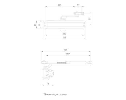 Доводчик Fuaro (Фуаро) дверной DC20-6W (DC-206W) BR до 160 кг (коричневый)