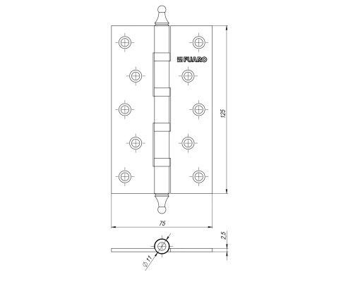 Петля Fuaro (Фуаро) универсальная IN5400UA-BL CP (4BB/A/BL 125x75x2,5) хром БЛИСТЕР