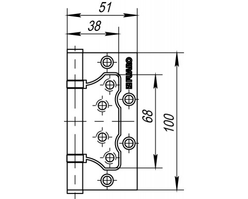 Петля Fuaro (Фуаро) универсальная без врезки IN4500W-BL AC (500-2BB/BL 100x2,5) медь БЛИСТЕР