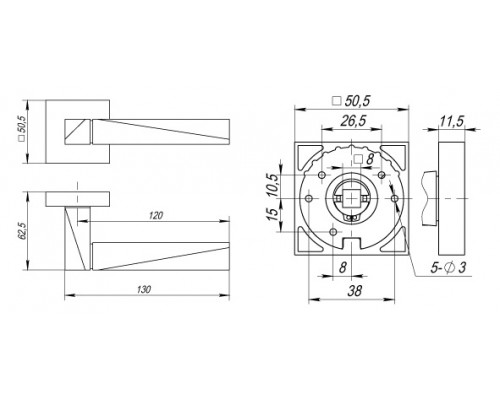 Ручка Fuaro (Фуаро) раздельная K.DM51.DIAMOND (DIAMOND DM) SN/CP-3 матовый никель/хром