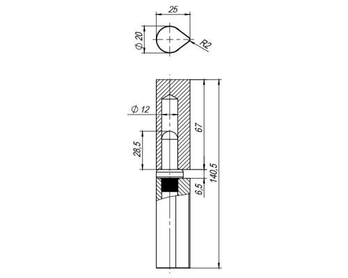 Петля Fuaro (Фуаро) приварная Т1254/140х20x25 мм с подшипником