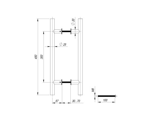 Ручка-скоба Fuaro (Фуаро) PULL.PH25/300.22 INOX 304 (PH-22-25/300-INOX)