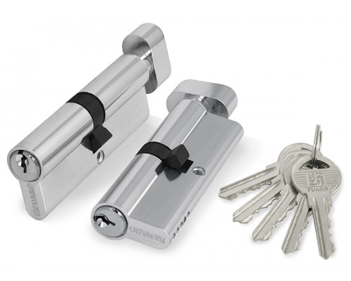 Цилиндровый Fuaro (Фуаро) механизм (100 ZM/80) 1000ZMKnob80(40+10+30) CP хром 5Key с вертушкой
