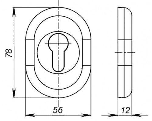 Накладка Fuaro (Фуаро) на цилиндр ESC.C/CRE/OV.12 (ESC-12C) CP хром (2шт. в уп.,отгр. по 1 шт.)