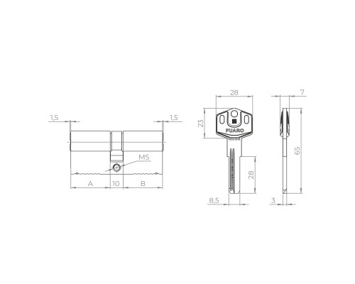 Цилиндровый Fuaro (Фуаро) механизм (D-PRO500/80) D-PRO5000Key80(35+10+35) CP хром 5Key