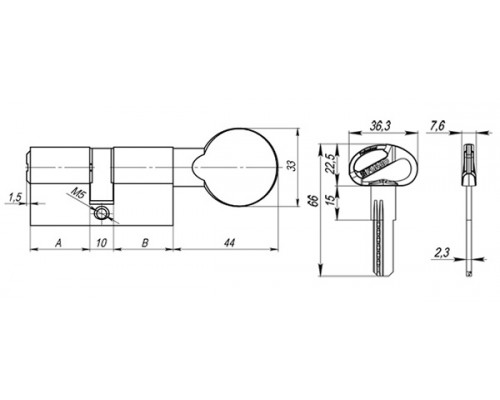 Цилиндровый Fuaro (Фуаро) механизм (D-PRO502/70) D-PRO5002Knob70(30+10+30) CP хром 5Key