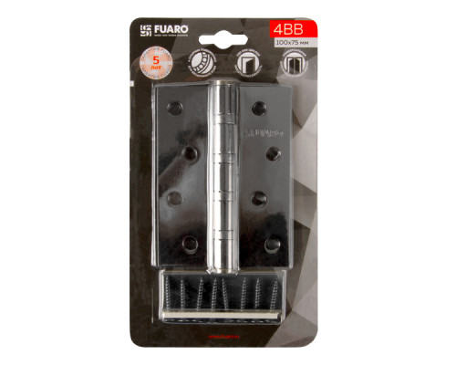 Петля Fuaro (Фуаро) универсальная IN4400U-BL BN (4BB/BL 100x75x2,5) черный глянец БЛИСТЕР