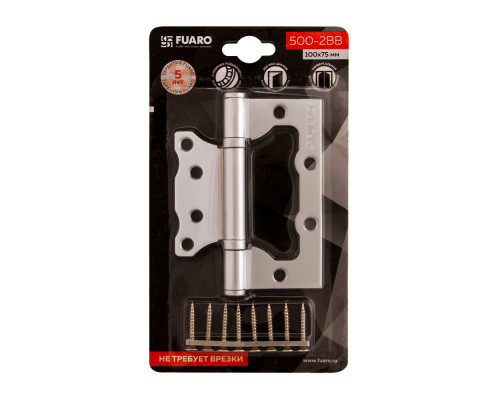 Петля Fuaro (Фуаро) универсальная без врезки IN4500W-BL PC (500-2BB/BL 100x2,5) перламутровый хром БЛИСТЕР