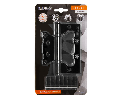 Петля Fuaro (Фуаро) универсальная без врезки IN4500W-BL BN (500-2BB/BL 100x2,5) черный глянец БЛИСТЕР