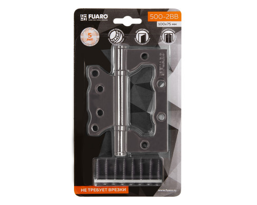 Петля Fuaro (Фуаро) универсальная без врезки IN4500W-BL GR (500-2BB/BL 100x2,5) графит БЛИСТЕР