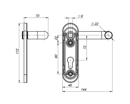 Ручка Fuaro (Фуаро) на планке FP.DH172.0433/2 NE (ANTI-PANIC DH-0433/2) без пружины