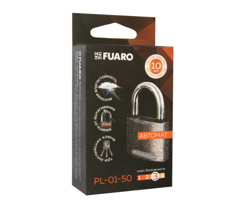 Замок Fuaro (Фуаро) навесной PL-UNI-0150 (PL-01-50) 3key англ. /коробка