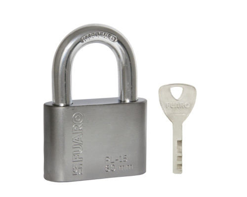 Замок Fuaro (Фуаро) навесной PL-WEATHER-1560 Nickel 4 fin key ( PL-15-60) диск. /блистер