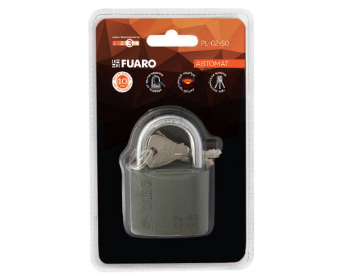 Замок Fuaro (Фуаро) навесной PL-PROTEC-0250 3key (PL-02-50) англ. /блистер