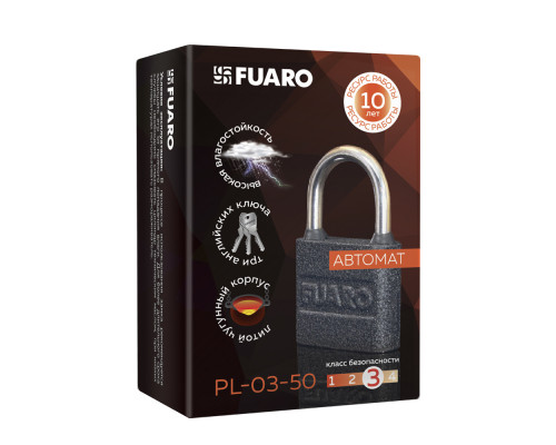 Замок Fuaro (Фуаро) навесной PL-UNI-0350 3key (PL-03-50) англ. /блистер