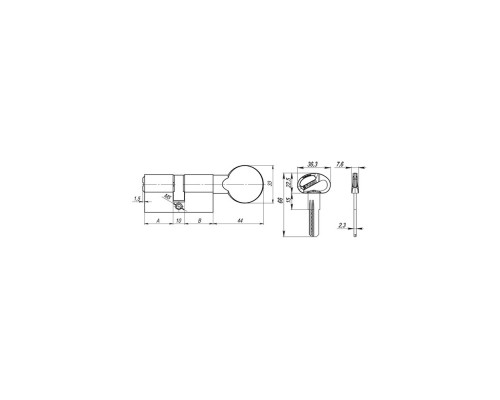 Цилиндровый Fuaro (Фуаро) механизм (D-PRO502/70) D-PRO5002Knob70(30+10+30) BL черный 5Key