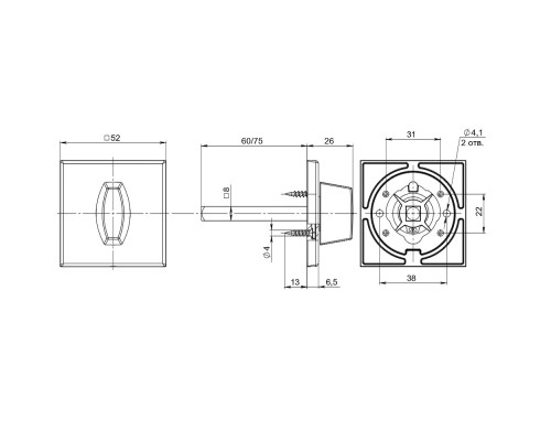 Ручка Fuaro (Фуаро) поворотная BKW8x75.K.RL52 (BKW8x75 RL) BL-24 черный
