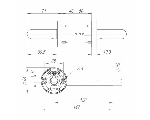 Ручка Fuaro (Фуаро) раздельная R.DSS201-0204/19 (DSS-0204/19) INOX 201