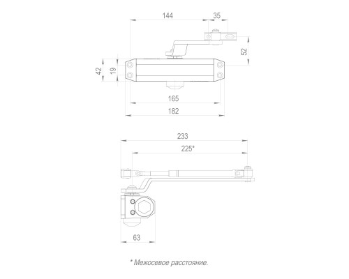 Доводчик Fuaro (Фуаро) дверной DC20-3 (DC-203) BL до 65 кг (черный)