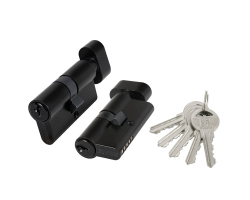 Цилиндровый Fuaro (Фуаро) механизм (100 ZM/70) 1000ZMKnob70(30+10+30) BL черный, 5 кл. с вертушкой