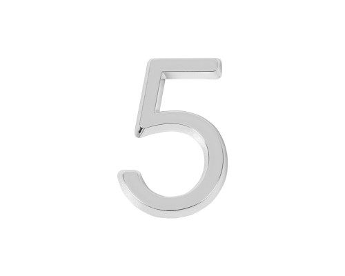 Цифра Fuaro (Фуаро) "5" самоклеящаяся ABS (50х37) (FUARO) CP хром