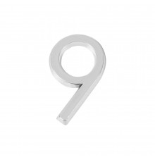 Цифра Fuaro (Фуаро) "9" самоклеящаяся ABS (50х37) (FUARO) CP хром