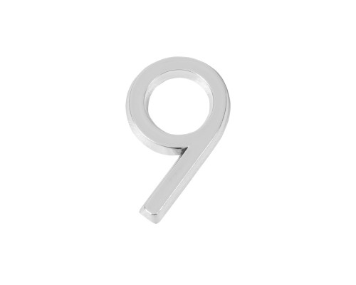 Цифра Fuaro (Фуаро) "9" самоклеящаяся ABS (50х37) (FUARO) CP хром