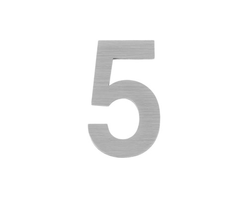 Цифра Fuaro (Фуаро) «5» самоклеящаяся SS304 (50х30) (FUARO) SSC сатинированный хром