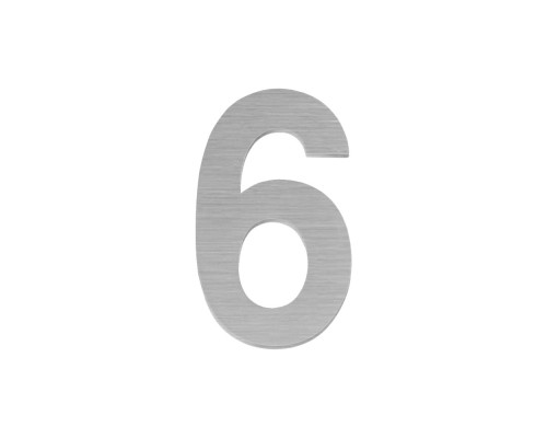 Цифра Fuaro (Фуаро) «6» самоклеящаяся SS304 (50х30) (FUARO) SSC сатинированный хром