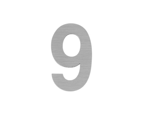 Цифра Fuaro (Фуаро) «9» самоклеящаяся SS304 (50х30) (FUARO) SSC сатинированный хром