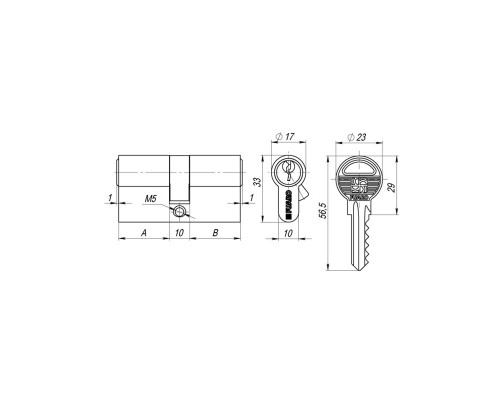 Цилиндровый Fuaro (Фуаро) механизм 1000ZA Key60(25+10+25) SSG сатинированное золото 5Key