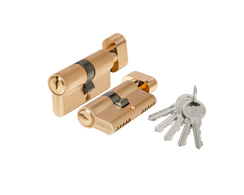 Цилиндровый Fuaro (Фуаро) механизм 1000ZM Knob60(25+10+25) SSG сатинированное золото 5Key с вертушкой