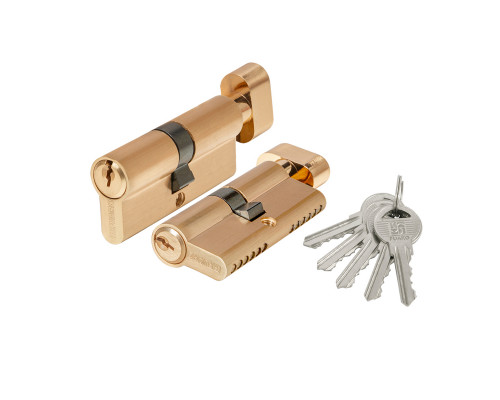 Цилиндровый Fuaro (Фуаро) механизм 1000ZM Knob70(30+10+30) SSG сатинированное золото, 5Key с вертушкой