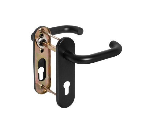 Ручка Fuaro (Фуаро) дверная FP.DH72.0433 SS 201 BLACK с пружиной, нержавейка 201, черный, квадрат 9x140 мм