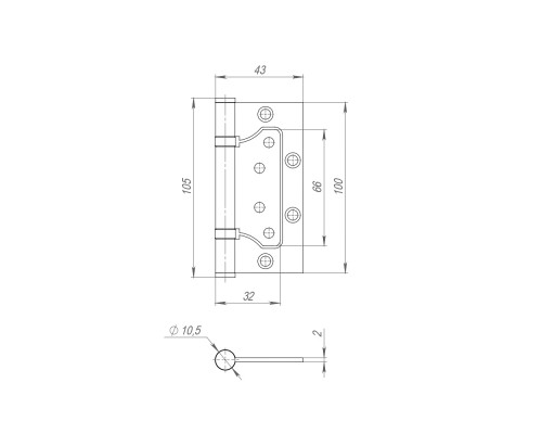 Петля Fuaro (Фуаро) универсальная без врезки IN4300W BL (300-2BB 100x2,5) (чёрный)