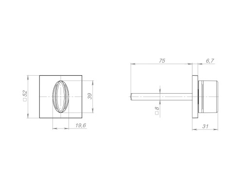 Ручка Fuaro (Фуаро) поворотная BKW8x75.K.TRG52 BL-24 черный ПЛАСТИК