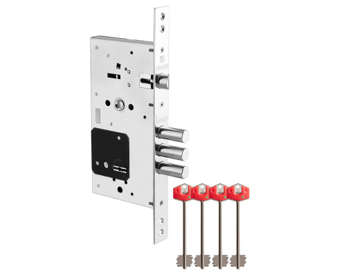 Замок Fuaro (Фуаро) врезной сувальдный TERMO MDV25/S-60.85.3R16 4 key (ключ удл. 120/75 мм)