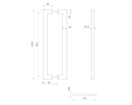 Ручка-скоба Fuaro (Фуаро) PULL.PH38/1000.26 INOX 304 (PH-26-38/1000-INOX) BLACK